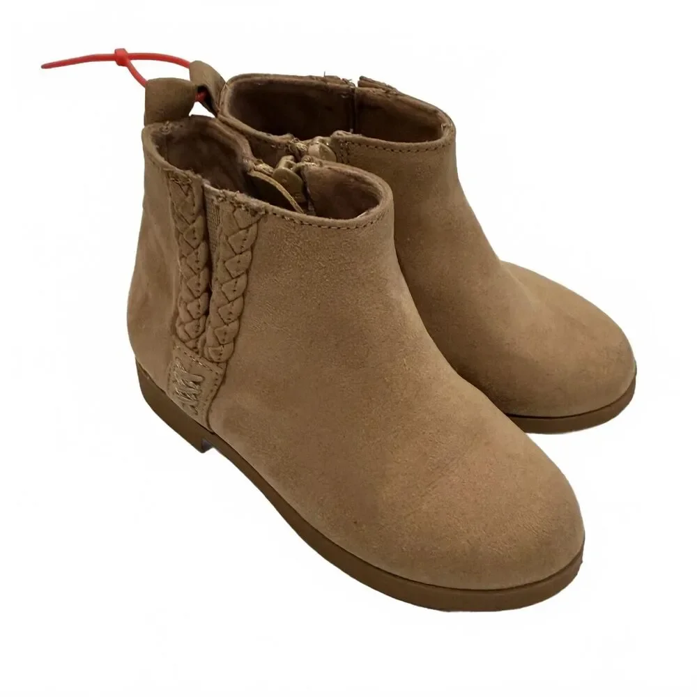 Blowfish Tan Suede Ankle Boots with Braided Detail Toddler 9